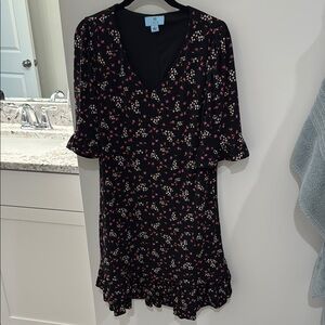 CeCe Black and Pink Long Sleeve Dress